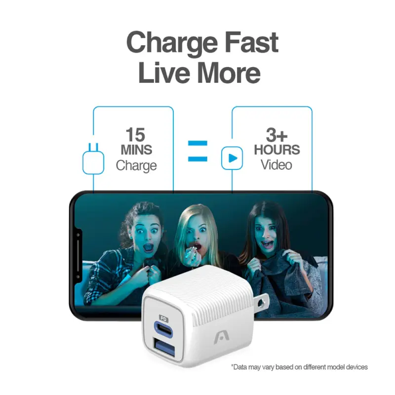 CARGADOR RÁPIDO VOLTA P40 DE DOS PUERTOS CON CABLE USB TIPO C ARGAC0155WT